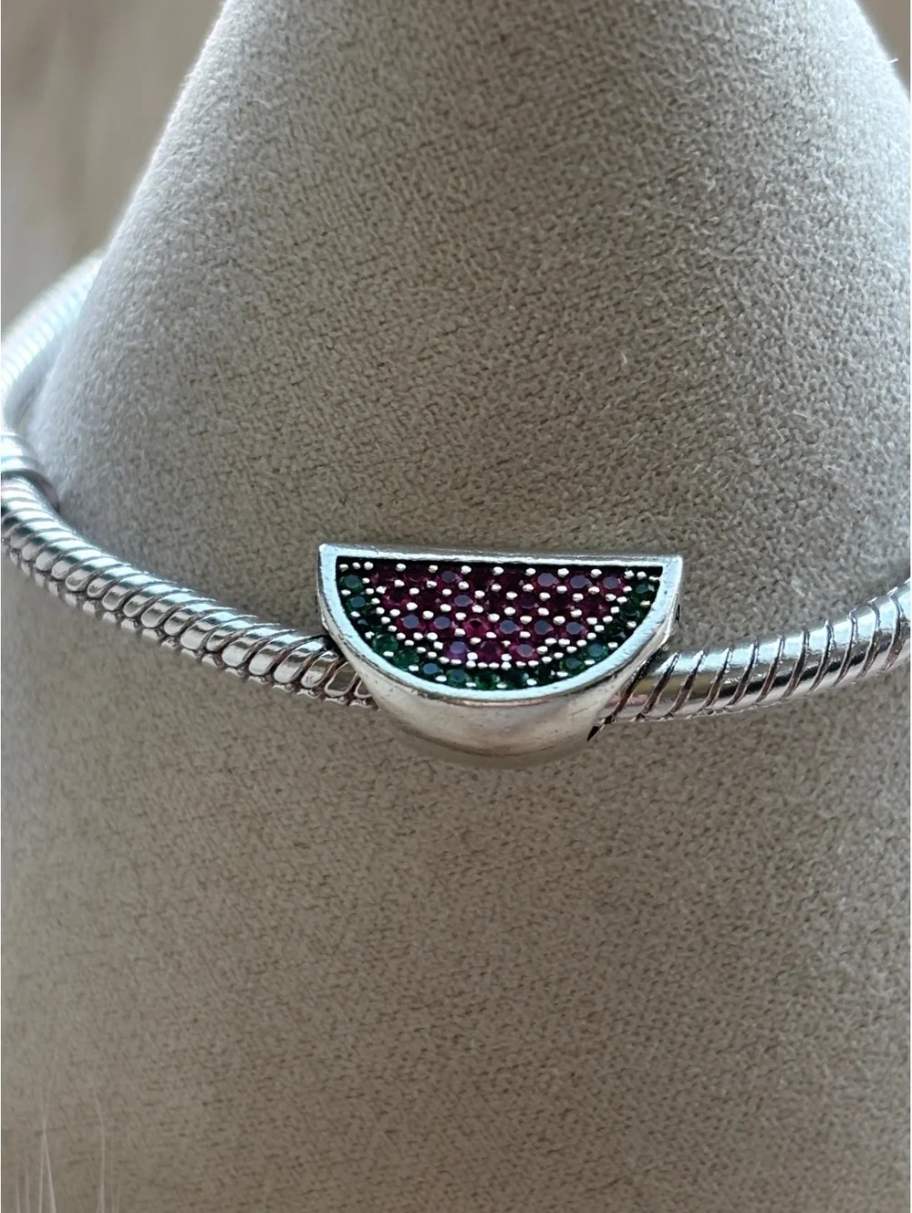 Pandora Watermelon Charm Sterling Silver with Pink and Green Stones